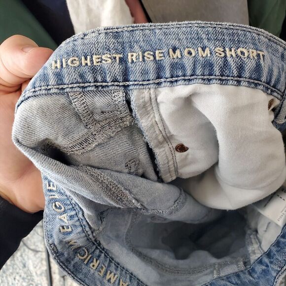 American Eagle Highest Rise Mom Shorts Crossover Plaid Mixed Media Womens 0 - Picture 9 of 11